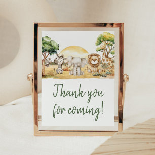 Affiche Garçon Jungle Safari Animaux Merci pour venir
