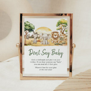 Affiche Garçon Jungle Safari Animaux ne pas dire bébé