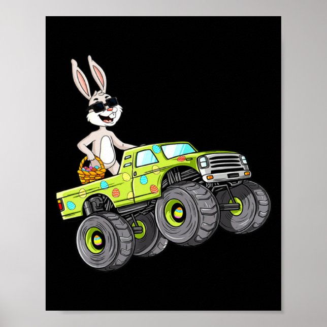 Affiche Garçon Lapin de Pâques Monstre Camion (Devant)