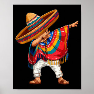 Affiche Garçon mexicain faisant le dab avec un poncho cinq