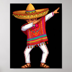 Affiche Garçon mexicain faisant le dab avec un poncho drôl