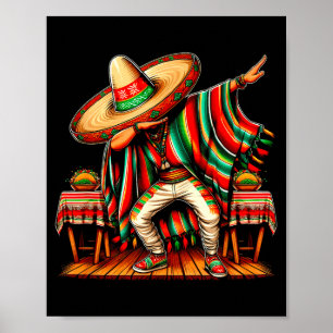 Affiche Garçon mexicain sombrero dabbing poncho cinco de m