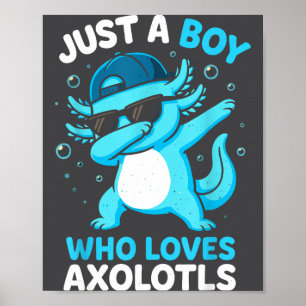 Affiche Garçon Mignon Aime Axolotls Enfants Garçons
