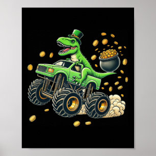 Affiche Garçon Monster Truck T-rex St Patricks Day Dinosau