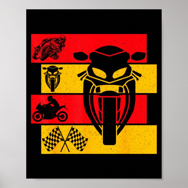 Affiche Garçon Motard De Moto Gp De Course De Motos (Devant)