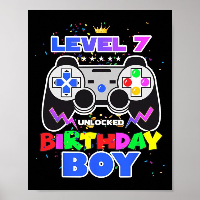 Affiche Garçon niveau 7 déverrouillé jeu vidéo 7e annivers (Devant)
