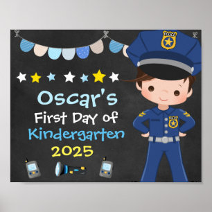 Affiche Garçon officier de police Premier jour de l'école