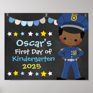 Affiche Garçon officier de police Premier jour de l'école