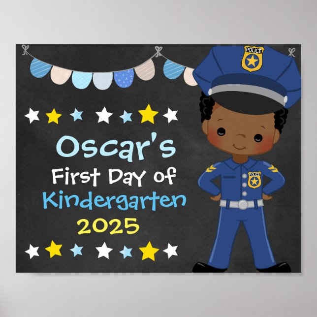 Affiche Garçon officier de police Premier jour de l'école  (Devant)