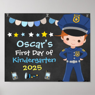 Affiche Garçon officier de police Premier jour de l'école