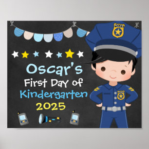 Affiche Garçon officier de police Premier jour de l'école