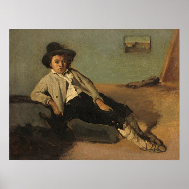 Affiche Garçon paysan italien, Jean-Baptiste - Corot Fine  (Devant)
