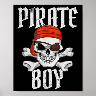 Affiche Garçon pirate Halloween Crâne & Os croisés Pirate