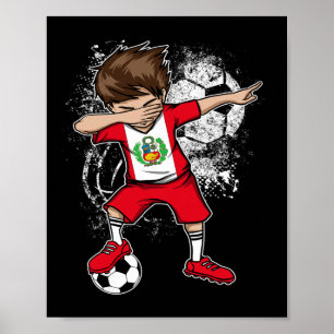 Affiche Garçon qui Dabbing Pérou Maillot de Foot Équipe Pé