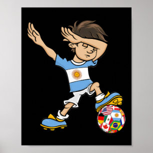 Affiche Garçon qui fait dab en Argentine Maillot de footba