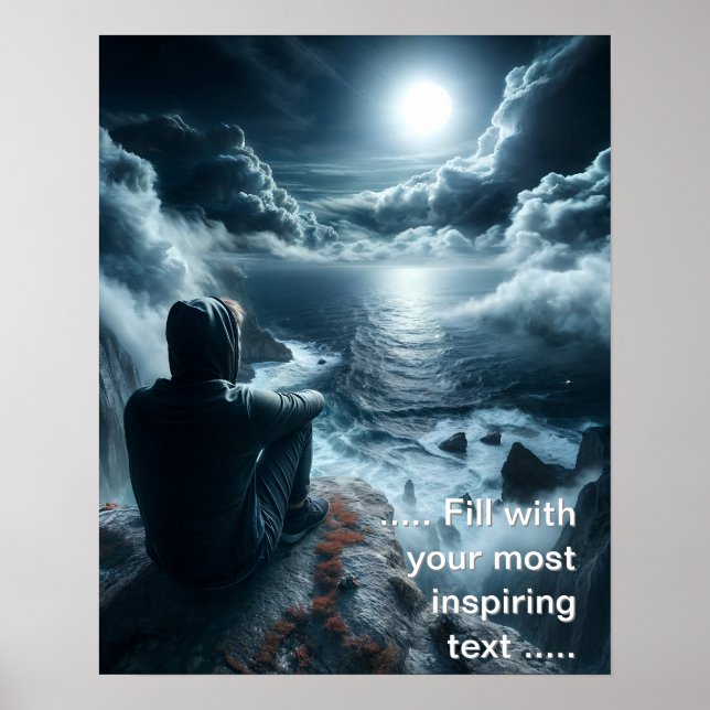 Affiche Garçon regardant les vagues (Devant)