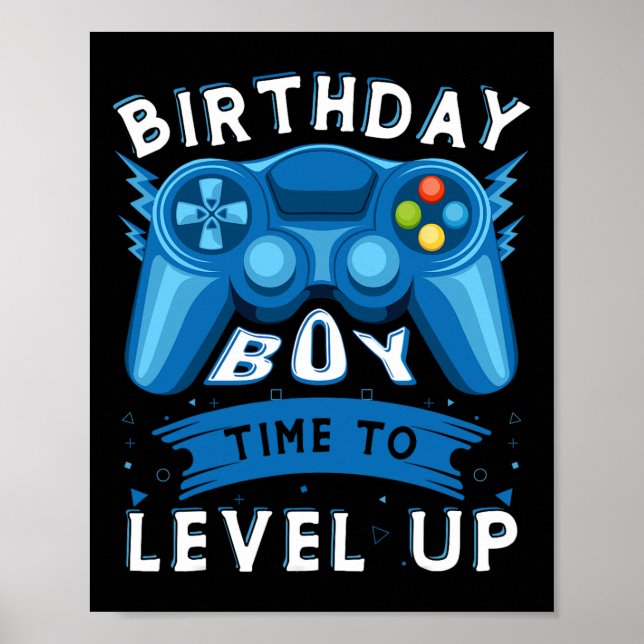 Affiche Garçon Temps D'Augmenter Le Jeu Vidéo Anniversaire (Devant)