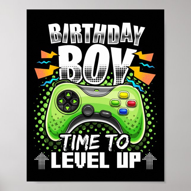 Affiche Garçon Temps De Monter Vidéo Jeu Anniversaire Cade (Devant)