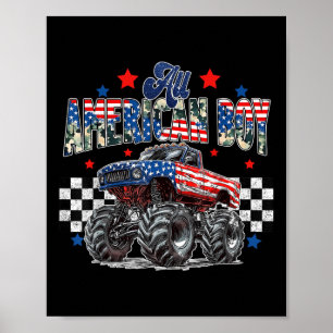Affiche Garçon tout américain 4 juillet Monster Truck Patr