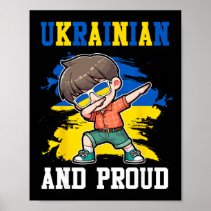 Affiche Garçon ukrainien fier et ukrainien Drapeau de l'Uk