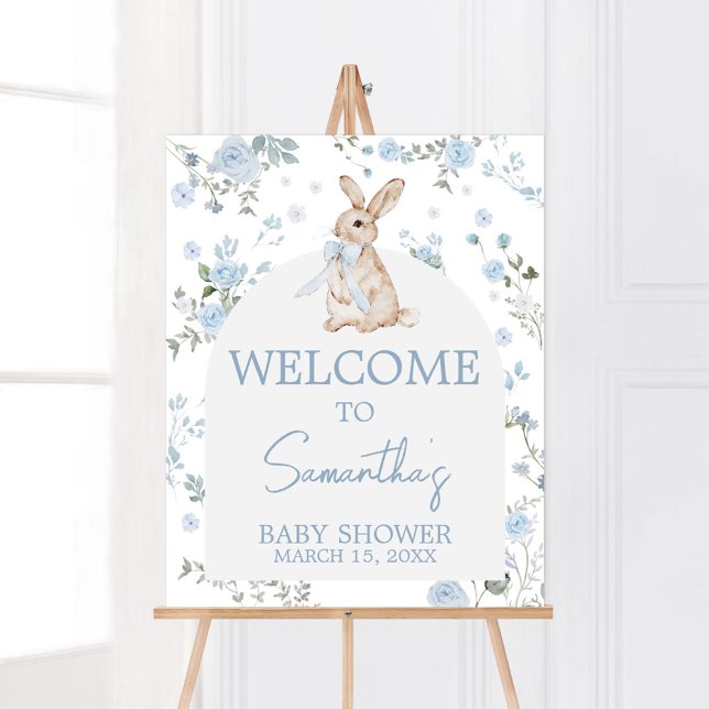 Affiche Garçon Un Baby shower De Lapin Bienvenue (Blue Some Bunny Baby Shower Welcome Sign)