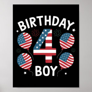 Affiche Garçons 4 ans Drapeau américain 4 juillet 4e Birt