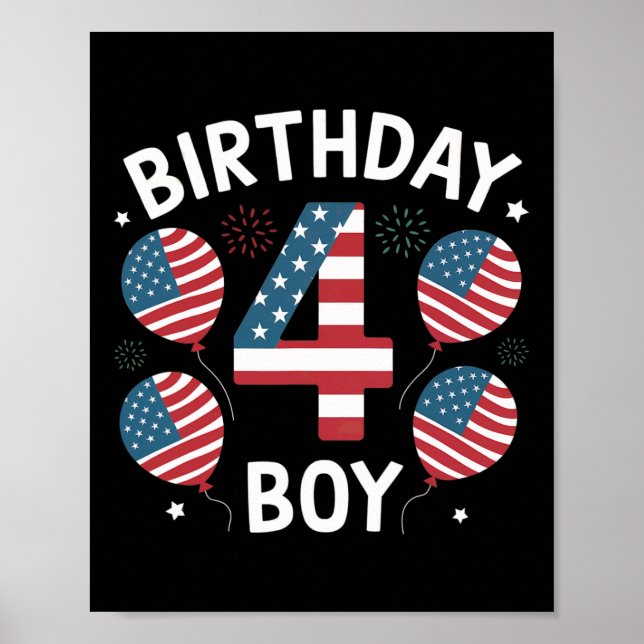 Affiche Garçons 4 ans Drapeau américain 4 juillet 4e Birt (Devant)