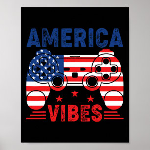 Affiche Garçons 4 juillet Gamer Amérique Vibes Enfants