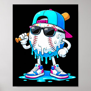 Affiche Garçons Baseball Cool Crème Glacée Dégoulinante Dr