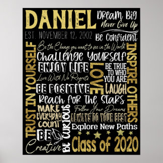 Affiche Garçons cadeau de graduation, Classe de 2020