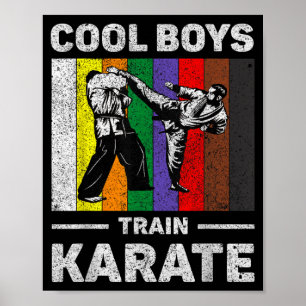 Affiche Garçons cool s'entraînent au karaté Taekwondo vint