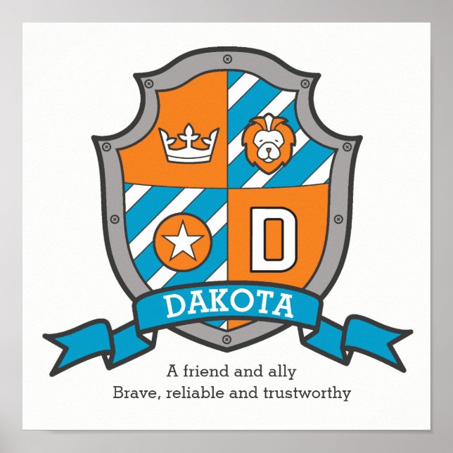 Affiche Garçons Dakota D signification du nom orange crest (Devant)