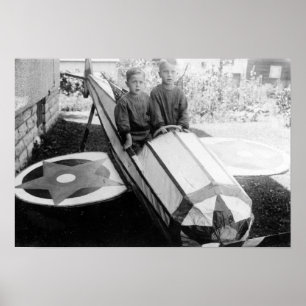 Affiche Garçons dans une voiture-boîte à savon