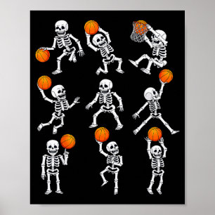 Affiche Garçons de basketball d'Halloween squelettes dunki