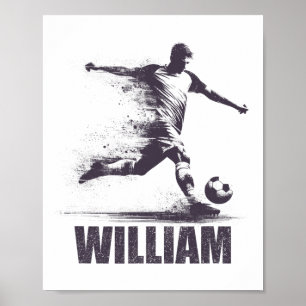Affiche Garçons de football William Personnalisé Prénom Wi
