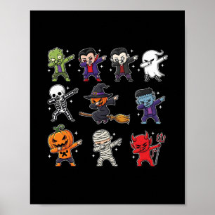 Affiche Garçons de Halloween qui Dabbing Squelette Zombie