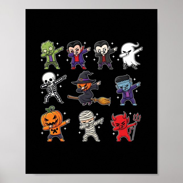 Affiche Garçons de Halloween qui Dabbing Squelette Zombie  (Devant)