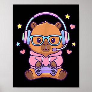 Affiche Garçons de jeu mignons kawaii capybara drôles 