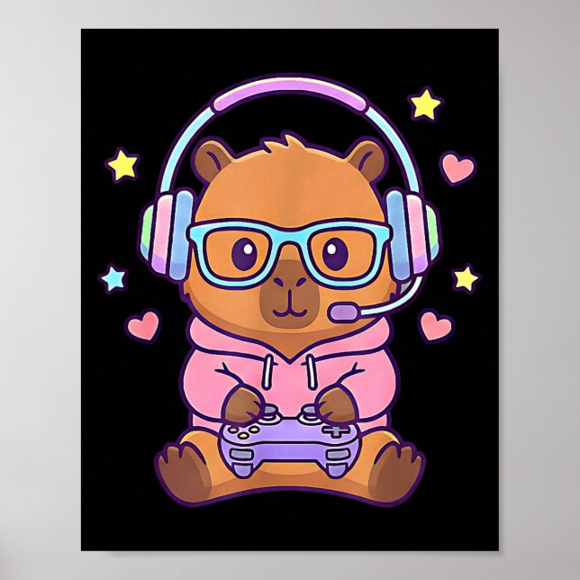 Affiche Garçons de jeu mignons kawaii capybara drôles  (Devant)