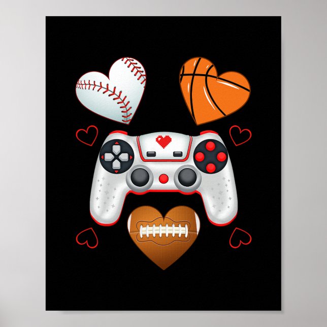 Affiche Garçons de la Saint-Valentin Hommes Cœurs de jeu S (Devant)