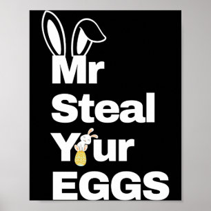 Affiche garçons de Pâques tout-petits monsieur vole vos œu