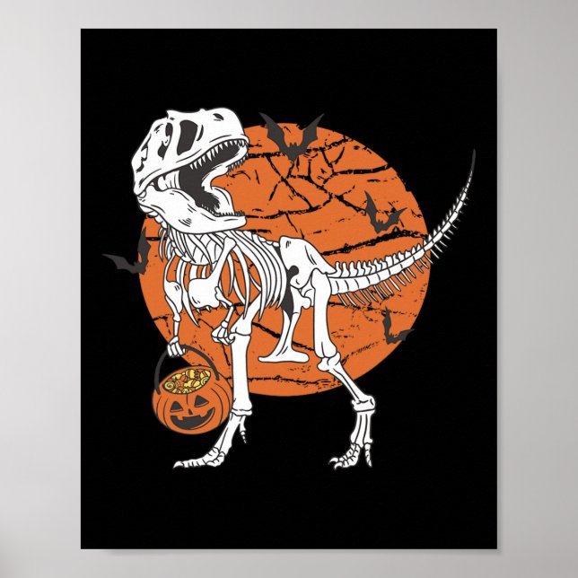 Affiche Garçons d'Halloween Dinosaure Squelette T Rex Citr (Devant)