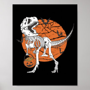 Affiche Garçons Dinosaur Squelette T Rex Citrouille effray