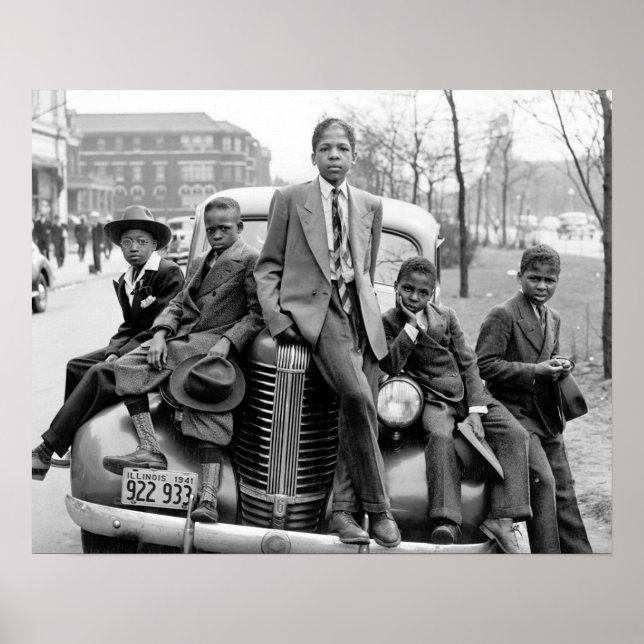 Affiche Garçons du Southside Chicago, 1941. Photo ancienne (Devant)