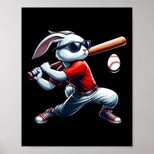 Affiche Garçons Enfants Lapin de Pâques Heureux Jouant au 