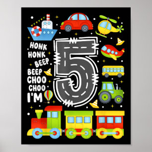 Affiche Garçons Filles Enfants de 5 ans Transport d'annive