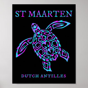 Affiche Garçons Filles Femmes Tortue de mer de St. Maarten