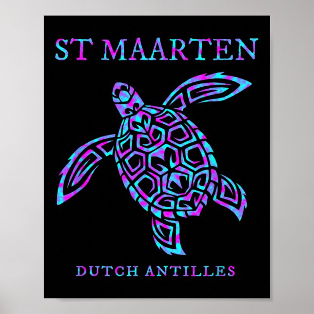 Affiche Garçons Filles Femmes Tortue de mer de St. Maarten (Devant)