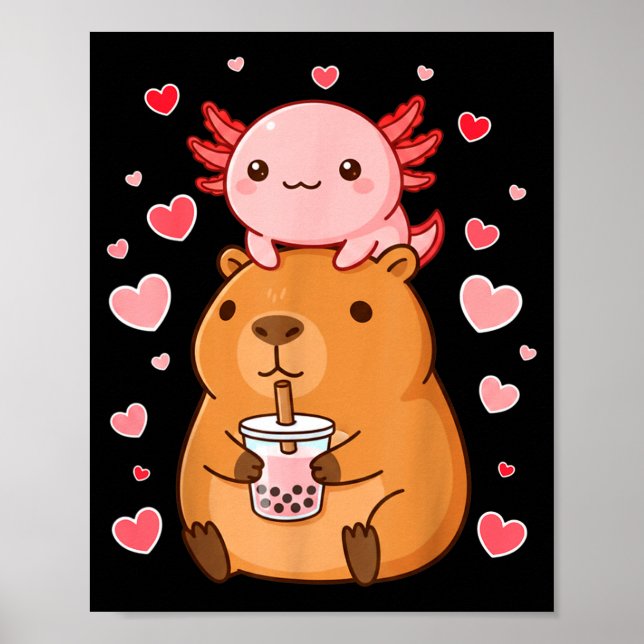 Affiche Garçons Filles Thé à bulles Capybara Axolotl Migno (Devant)