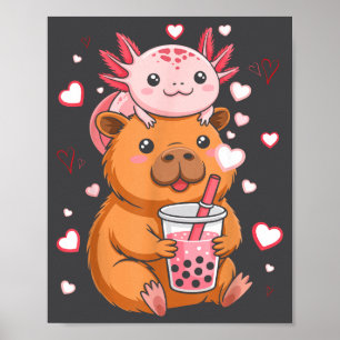 Affiche Garçons Filles Thé à bulles Cute Kawaii Axolotl Ca